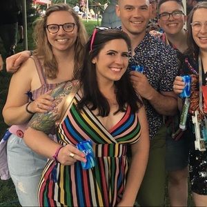 Rainbow vertical stripe maxi